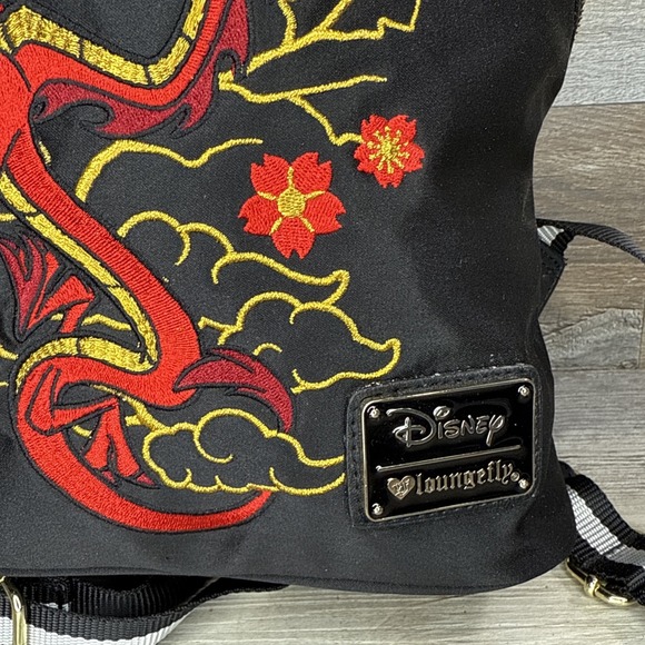 Loungefly Disney Mulan Mushu Satin Mini Backpack RARE / Damaged* - Picture 5 of 16